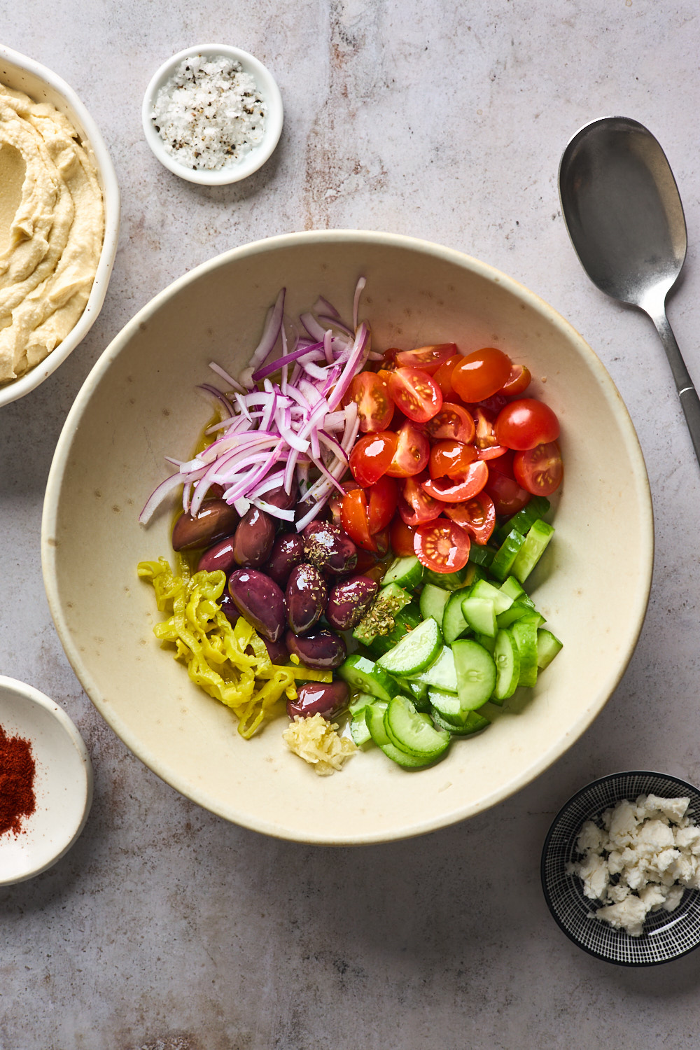 Greek Style Loaded Hummus | Olive & Mango