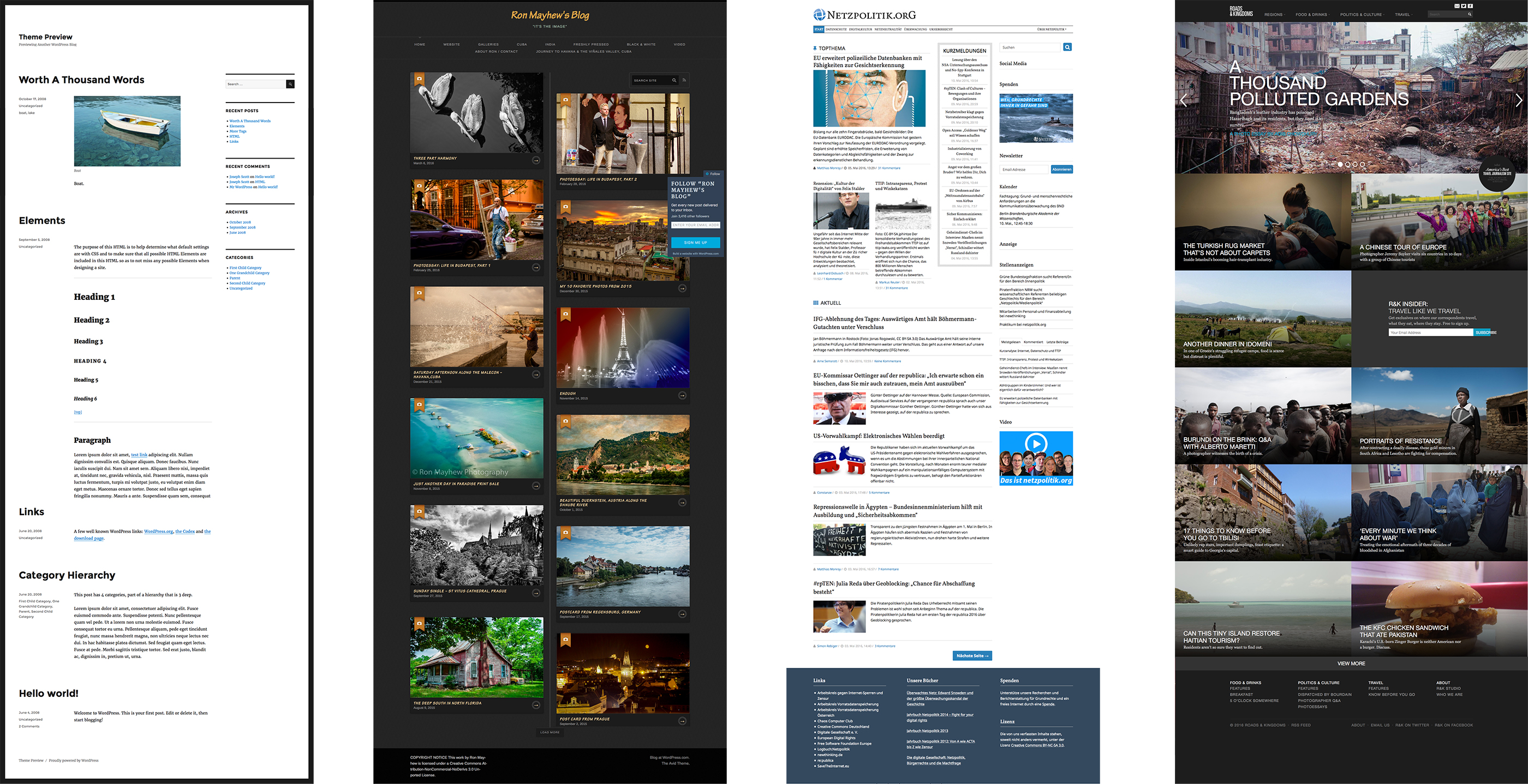 Wordpress Homepage mit dem Standard Theme