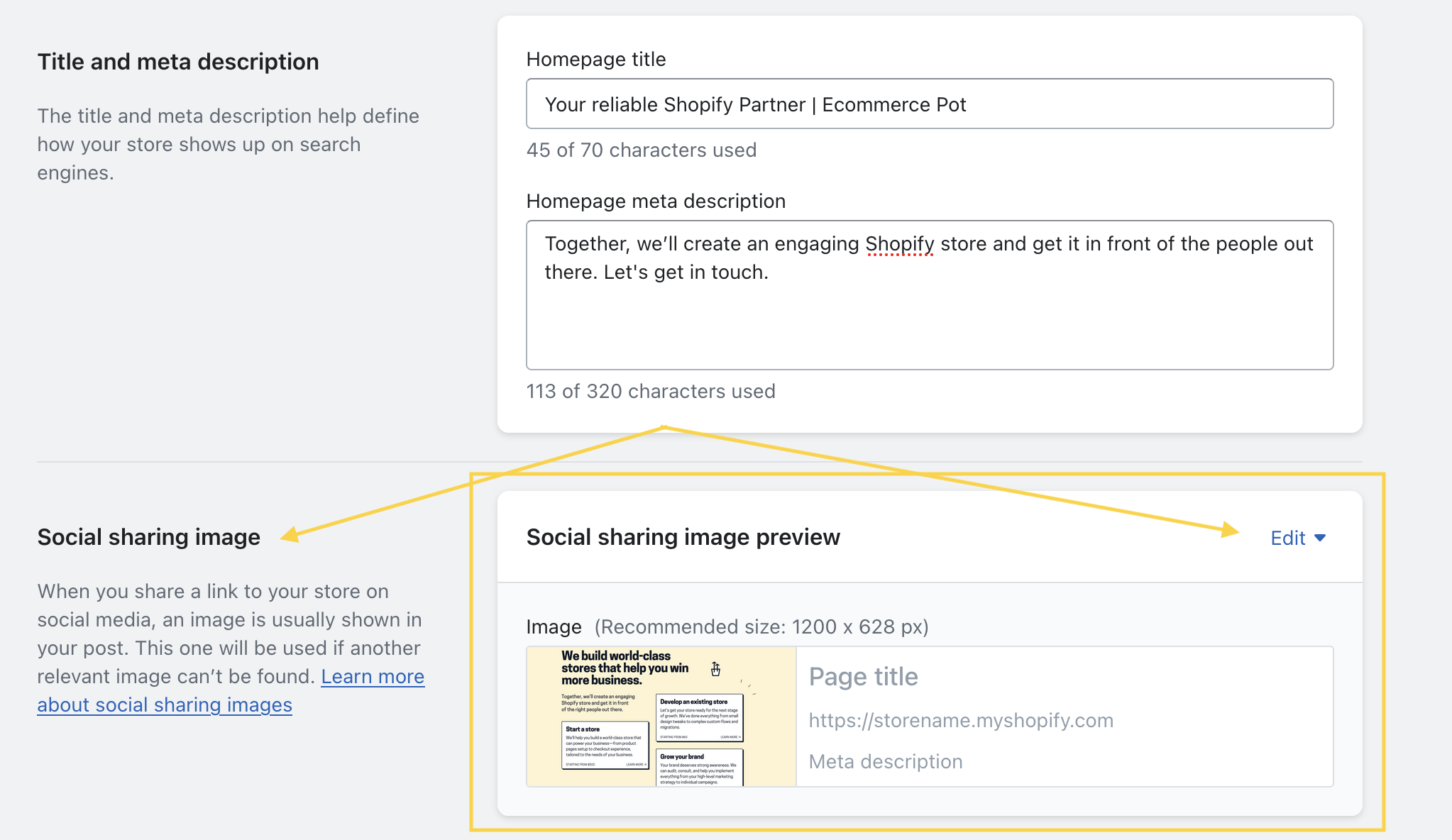 Setting up the default social sharing image (og image) on Shopify