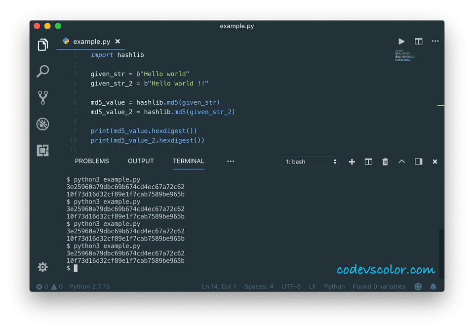 how-to-find-the-md5-hash-of-a-string-in-python-codevscolor
