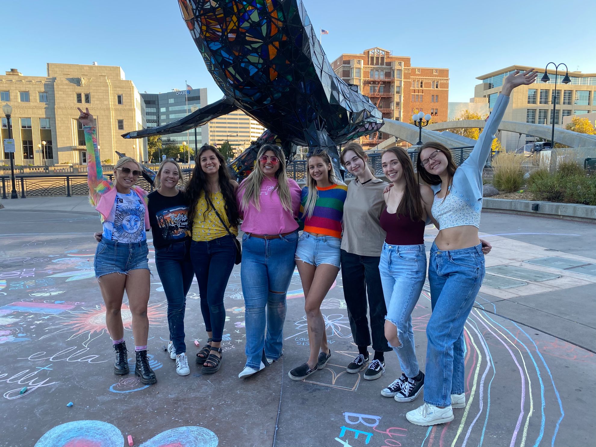 Ella's friends and family gathered for a chalk memorial at the Space Whale in Reno