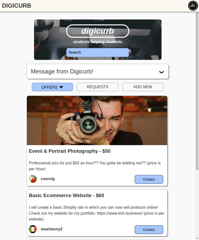 The Digicurb webapp