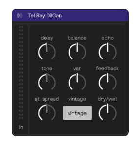 A screenshot of the Tel Ray Oil Can delay effect