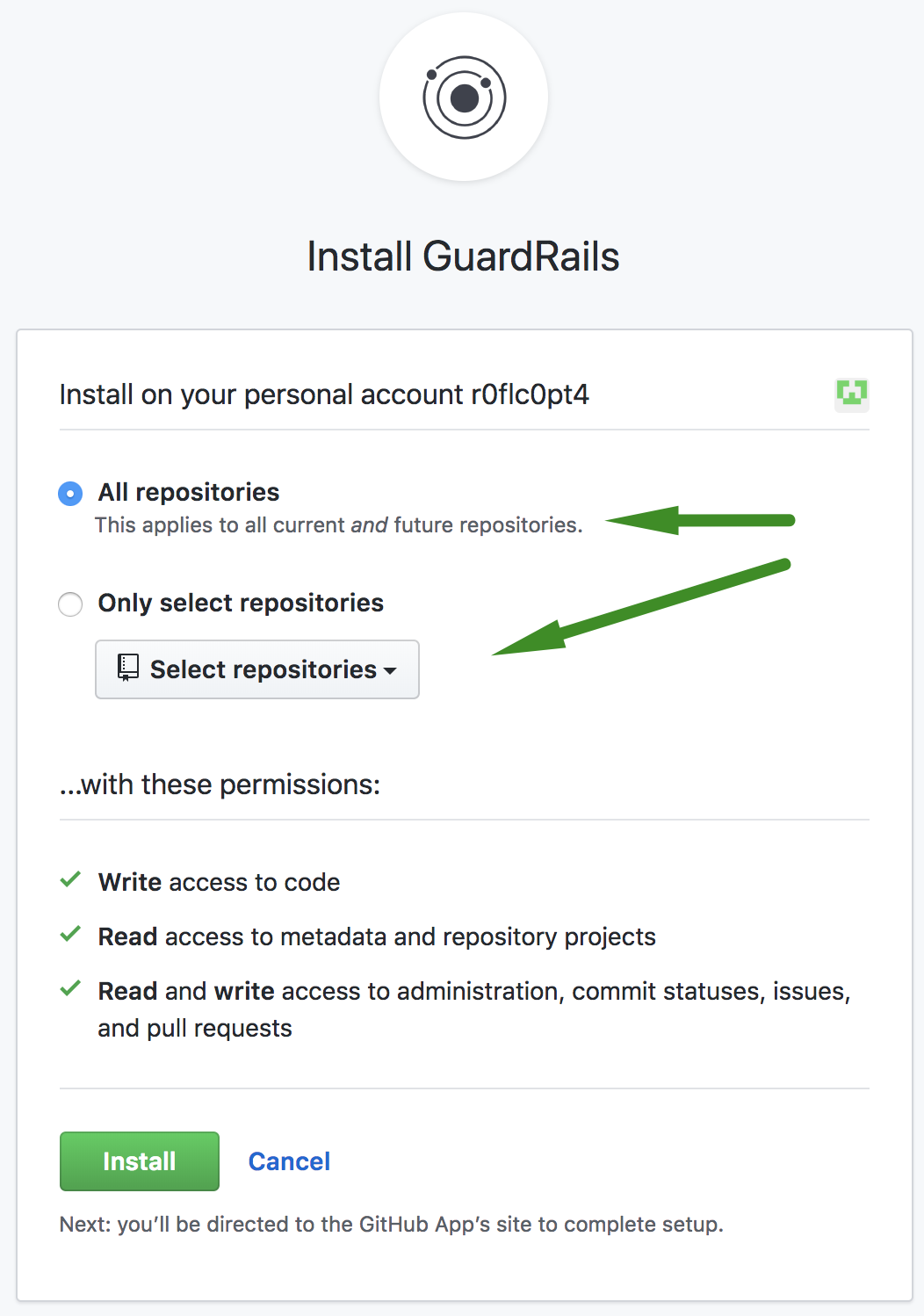 Choose the repositories that you want to verify