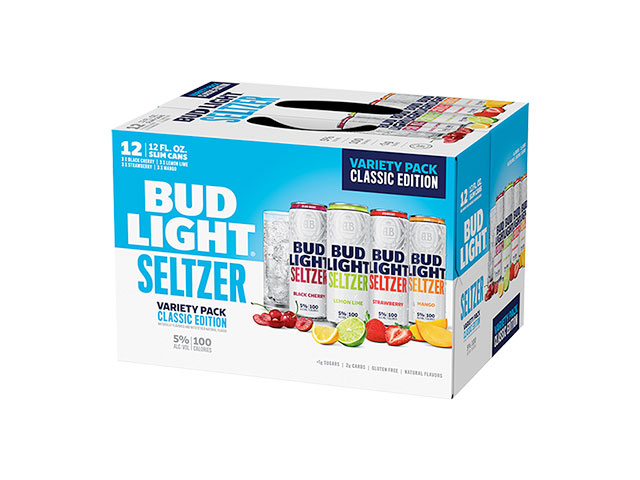 A 12 pack of Bud Light Seltzer Variety Pack Classic Edition