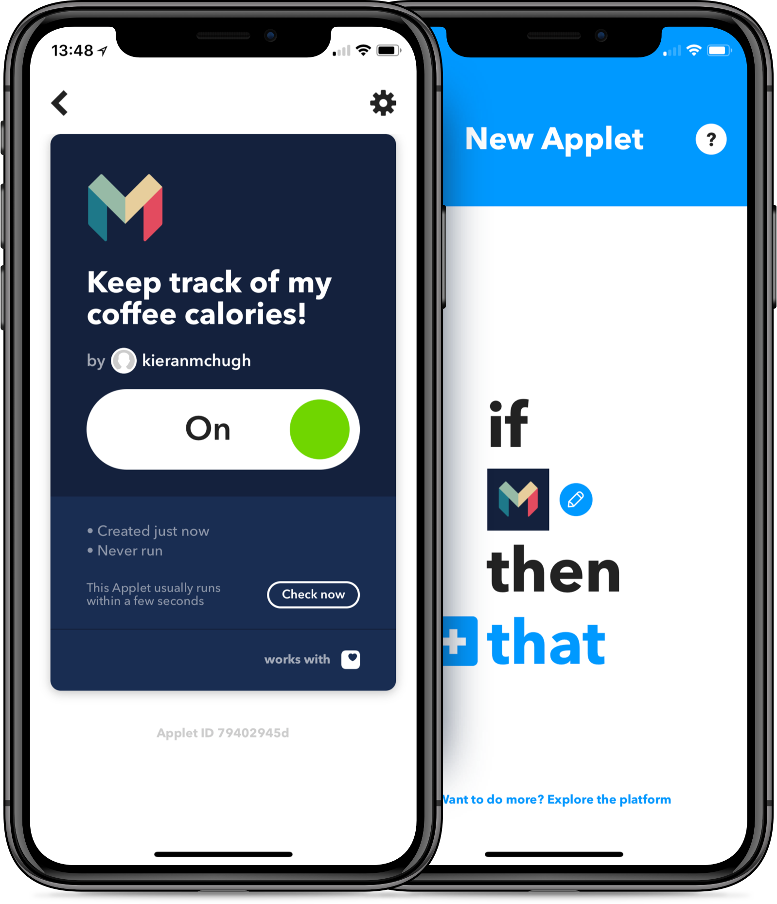 Monzo and IFTTT on the iPhone