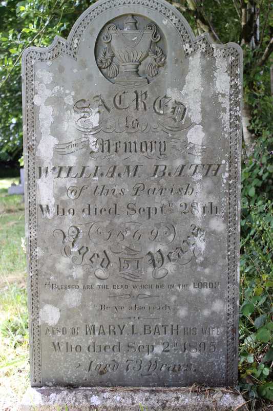 William and Mary Bath's Headstone in Pensilva Cemetery