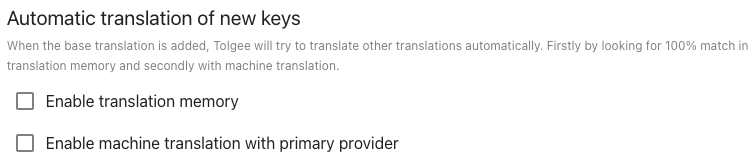 Machine Translation Settings