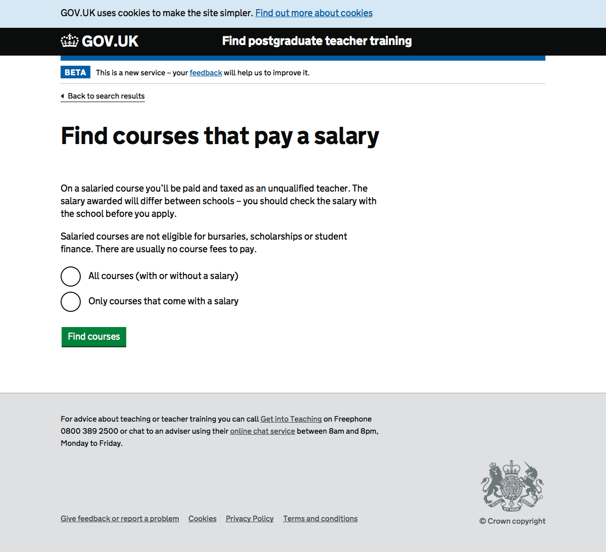 Screenshot of Salary filter