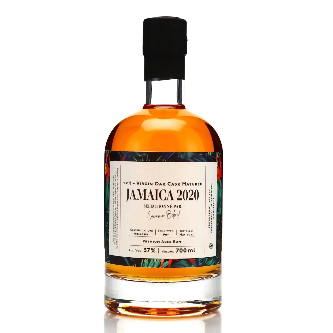 Image of the front of the bottle of the rum Jamaica 2020 <>H Virgin Oak Cask Matured (Cavavin Belval) <>H