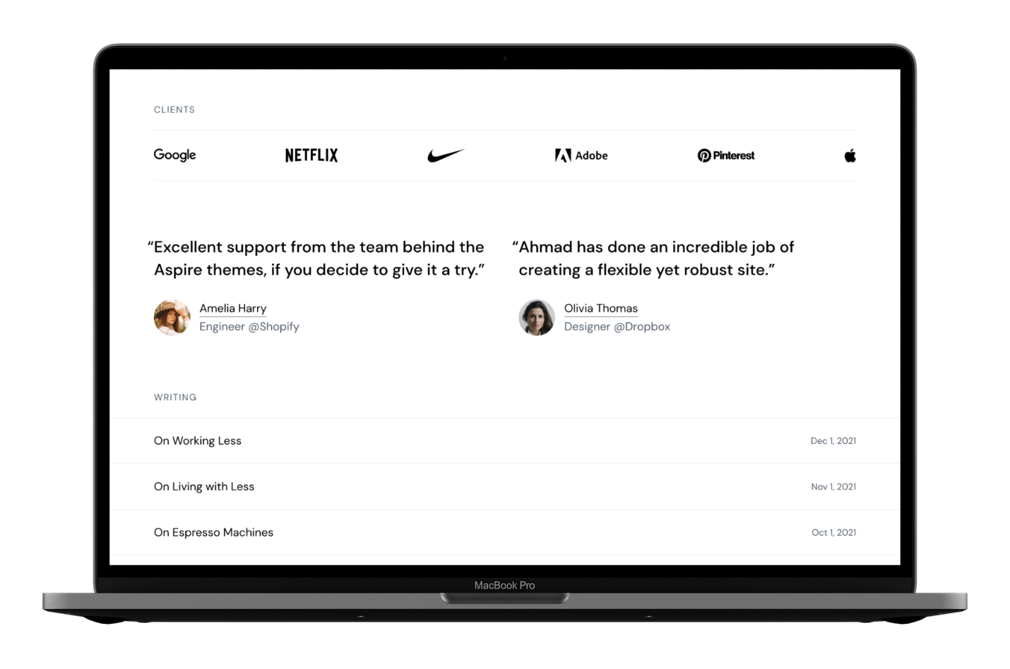 Beirut Homepage Testimonials Section