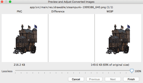 Android Studio 2.3 update : WebP Image Support and Converter - CodeVsColor