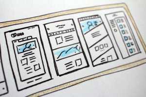 website design sketches on a piece of paper