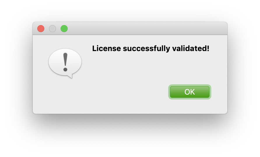 A screenshot of Vale Server's 'license approved' dialog.
