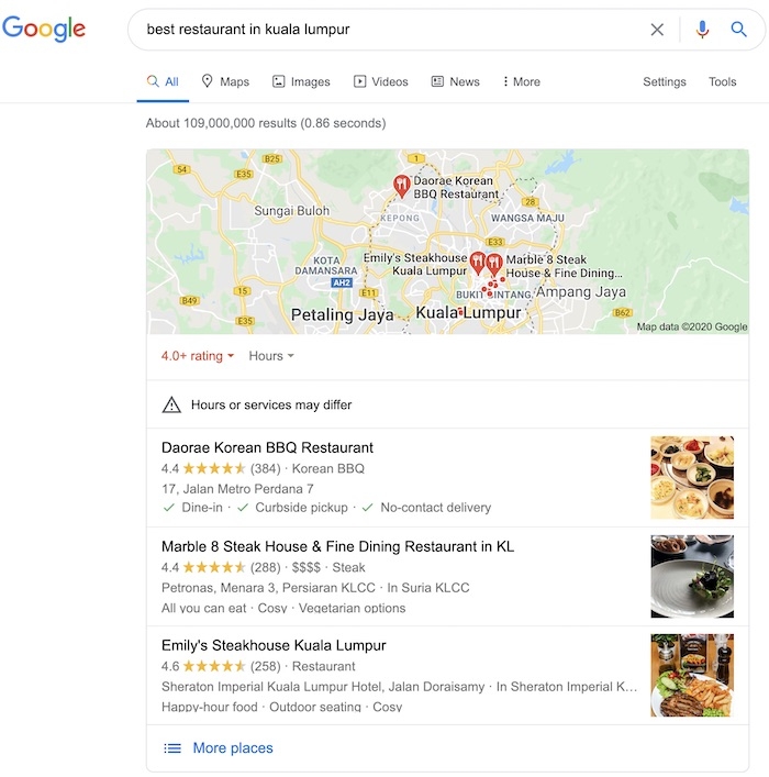 Google thinks these are the best KL restaurants. Do you agree?