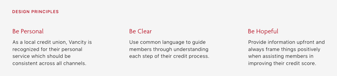 The three design principles we developed