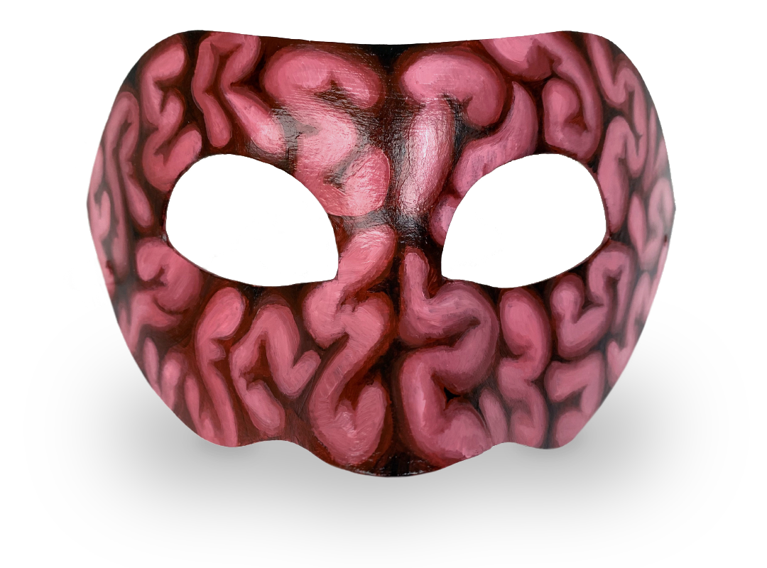 Mask painted to look like a brain