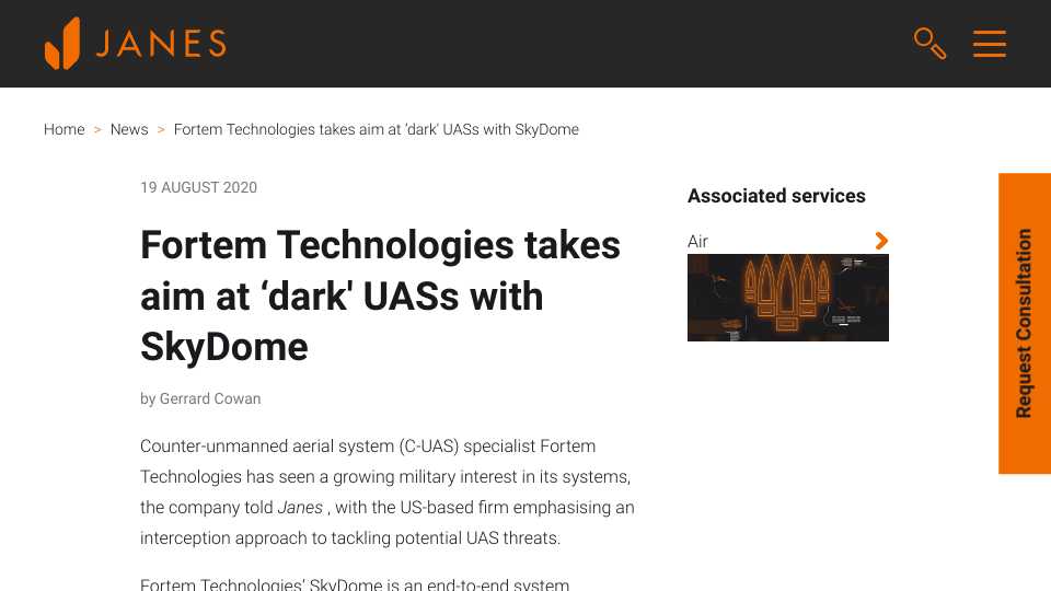 Fortem Technologies takes aim at ‘dark' UASs with SkyDome