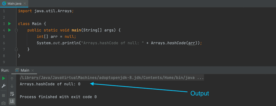 Java arrays hashcode example
