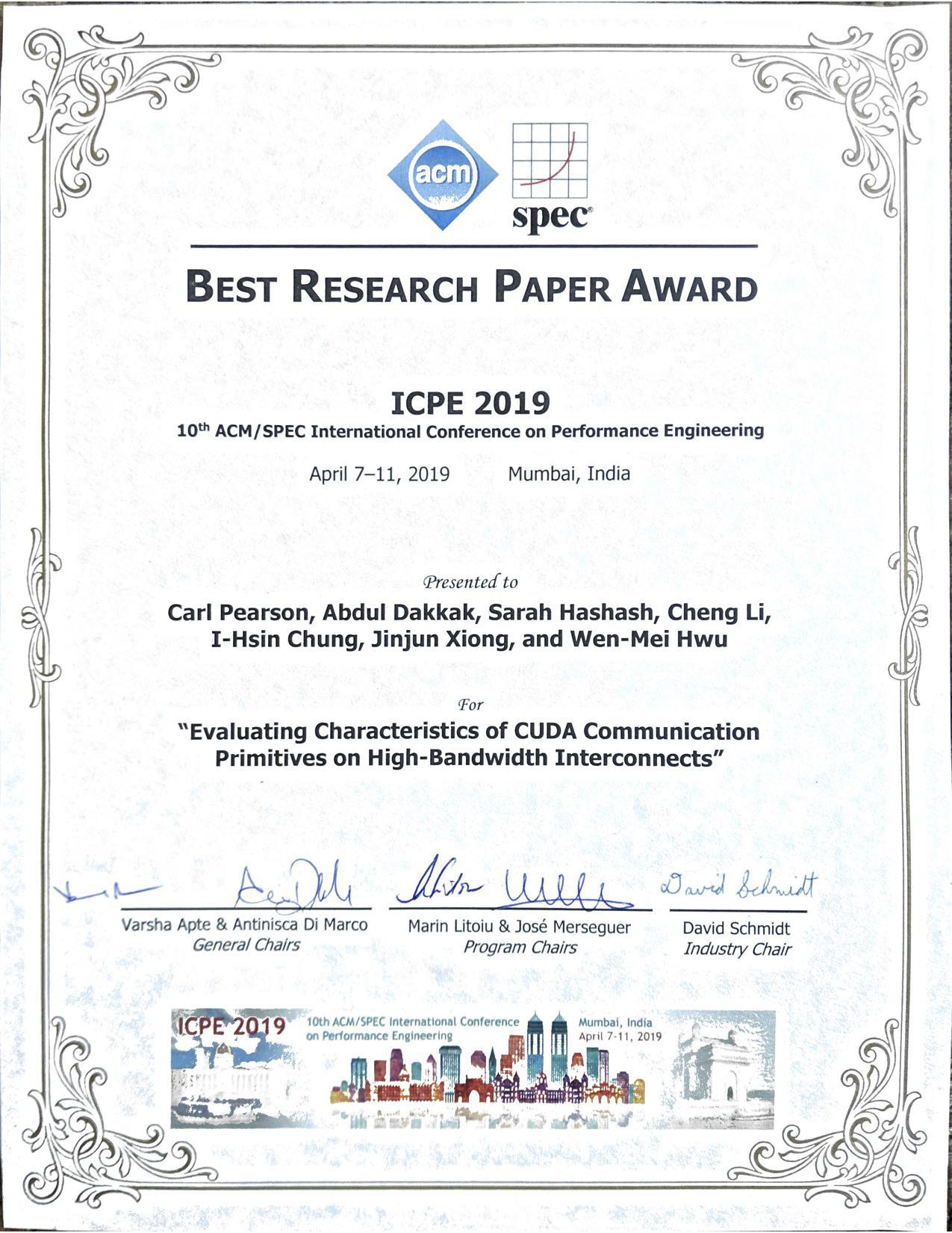 best research paper award certificate