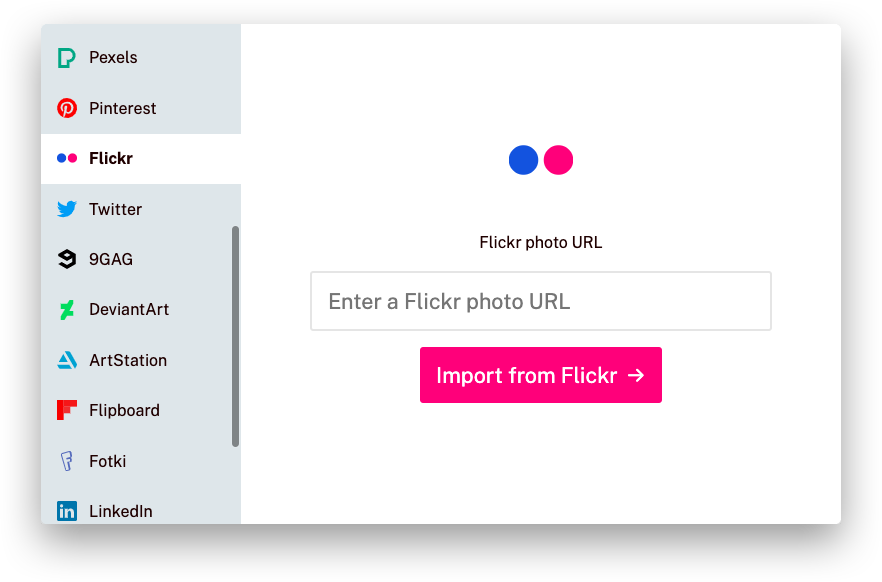 Screenshot of the Flickr service