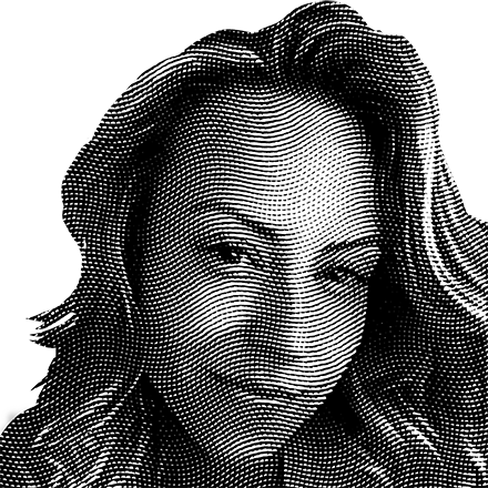 Halftone black and white image of Aleksandra Nadolski