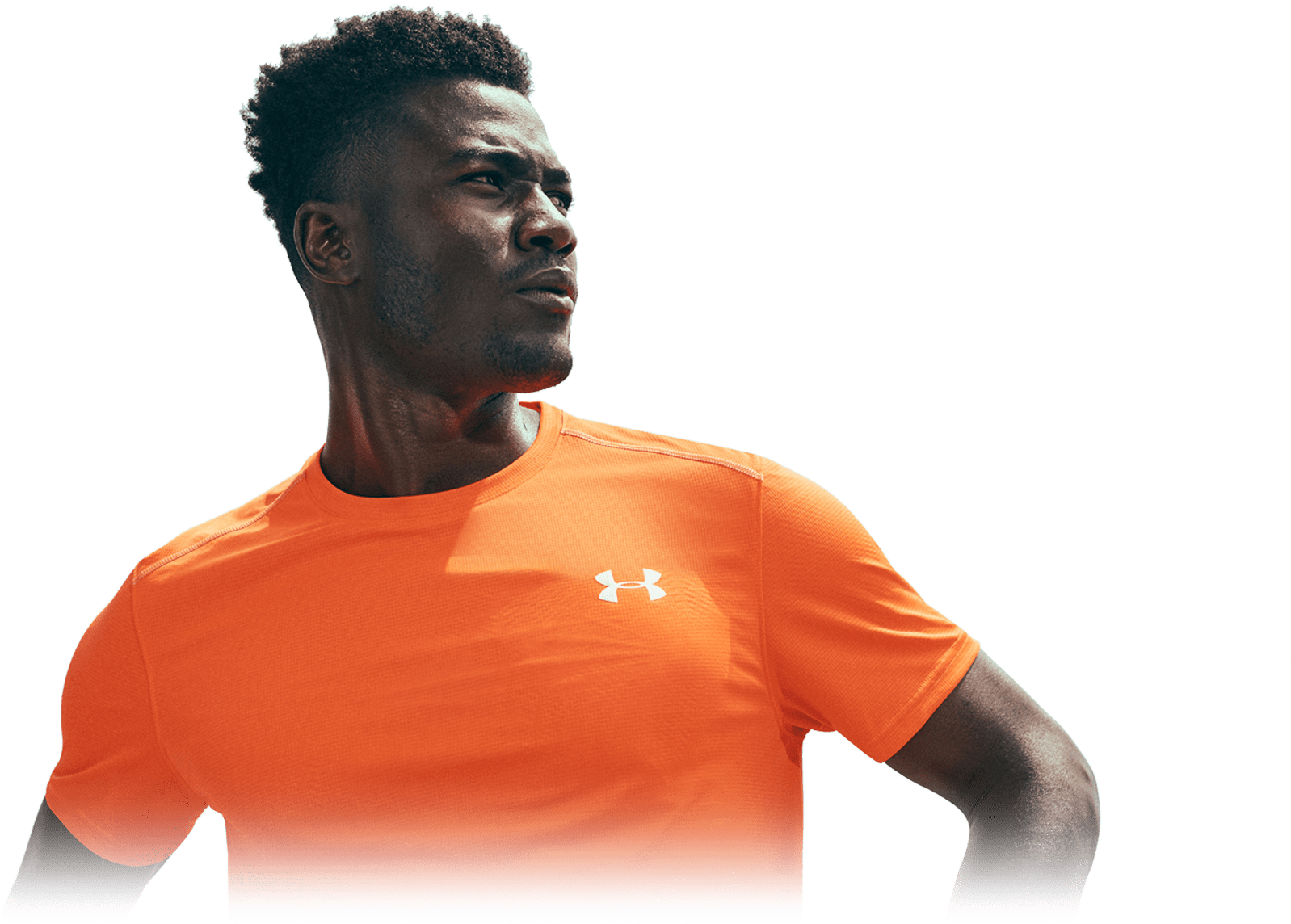 athlete in orange ua shirt