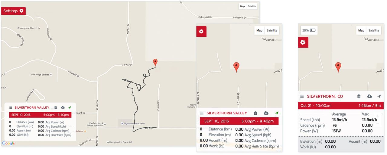 initial mockups of activity map and data