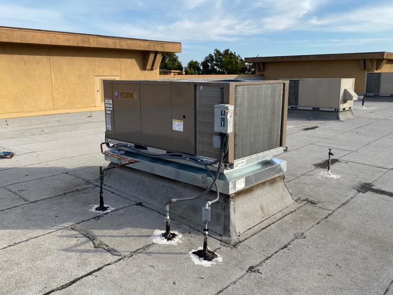MMSI Commercial Building HVAC work example. Equipment that has been installed on top of a roof. MMSI Commercial Building HVAC work example. Equipment that has been installed on top of a roof.
