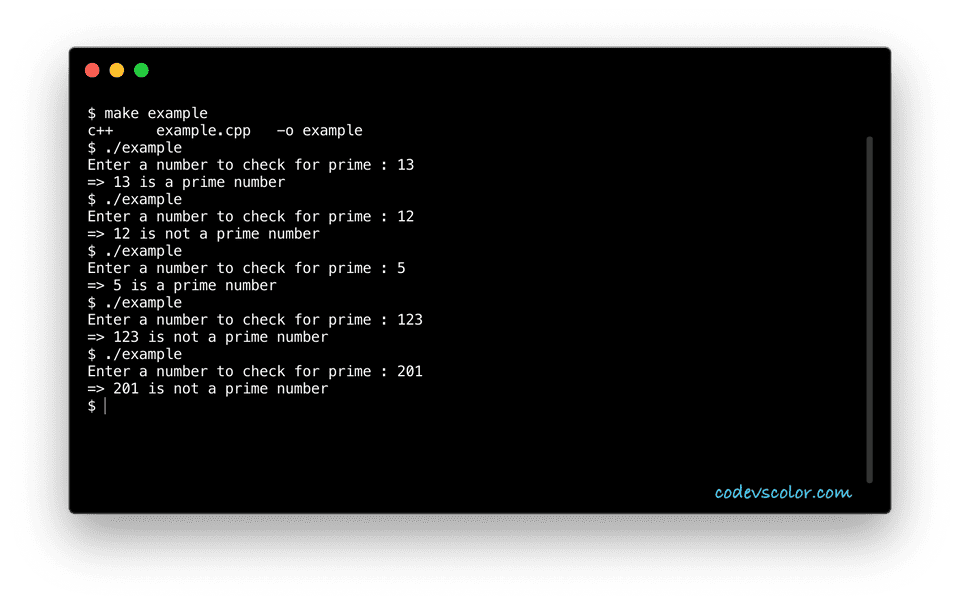 Find if a number is prime or not in C++ - CodeVsColor