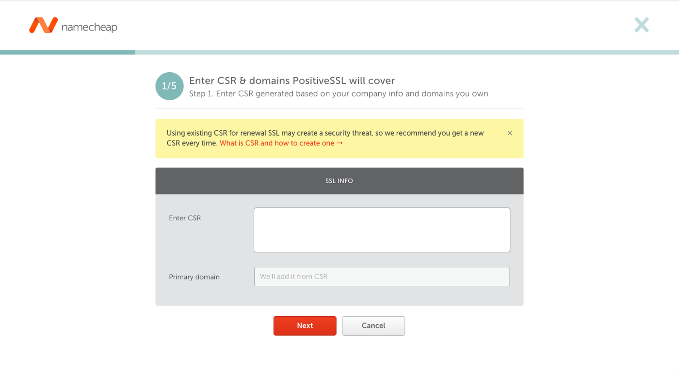 Step 2a:  Generate the SSL certificate request