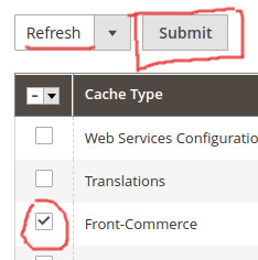 Clear front commerce cache