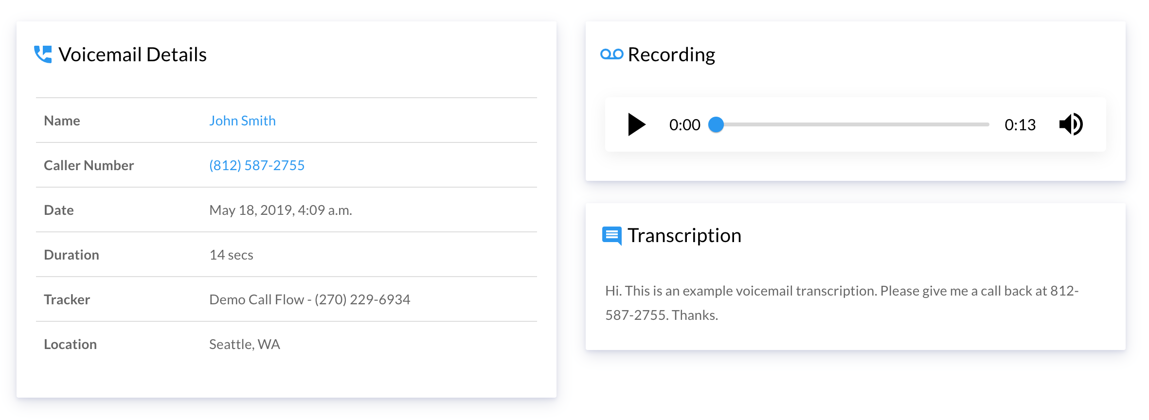 Call Tracking Voicemail