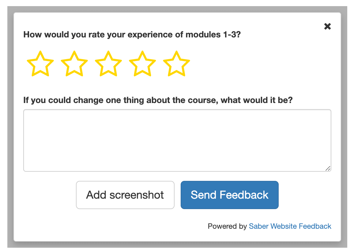feedback form with star rating