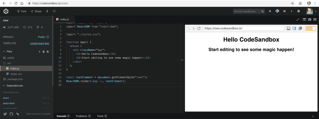 New React CodeSandbox New React CodeSandbox