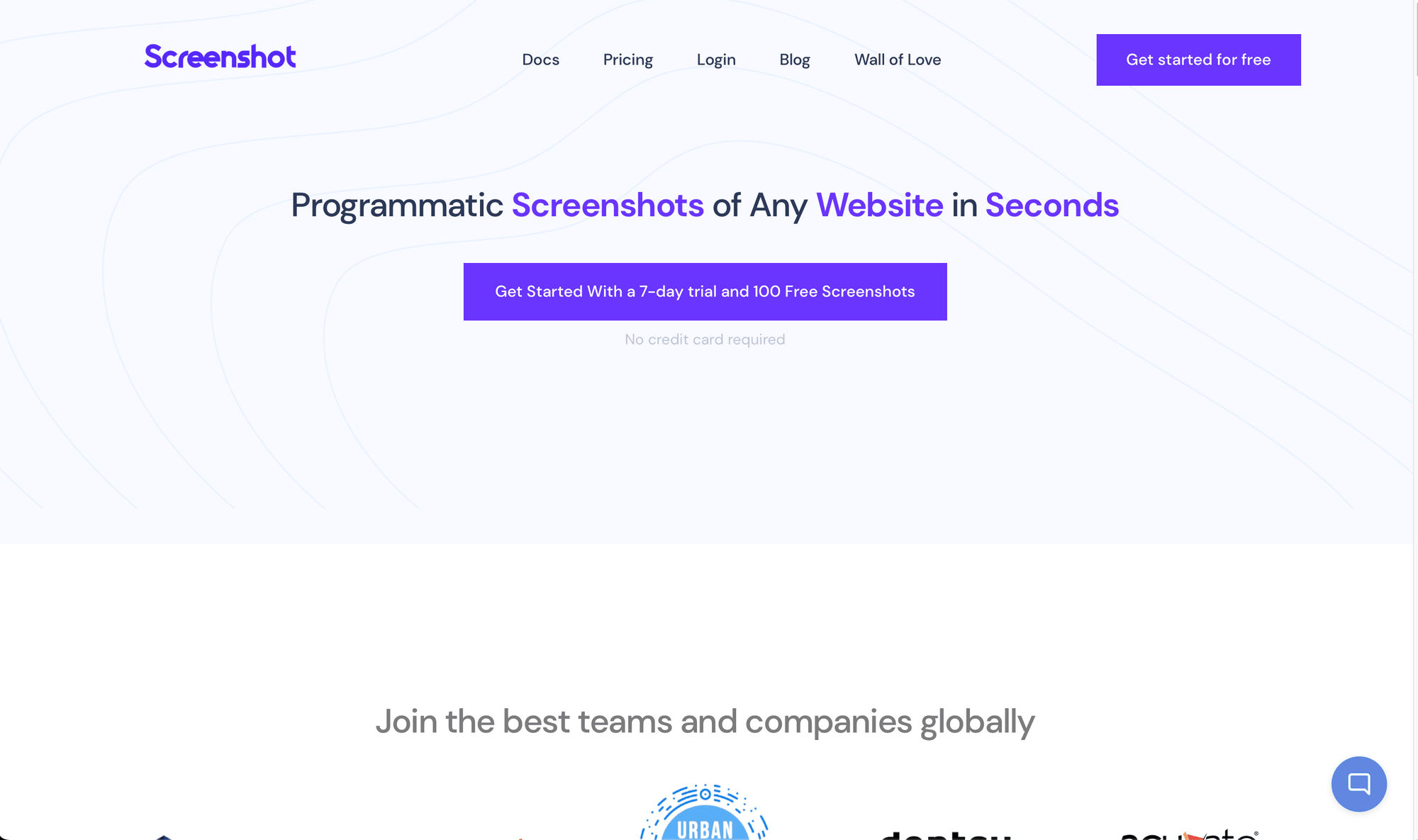 Screenshot of Screenshot API home page