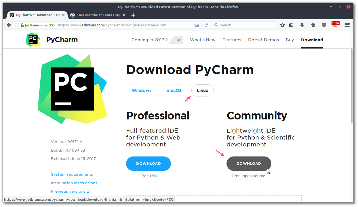 PyCharm download the new version for windows