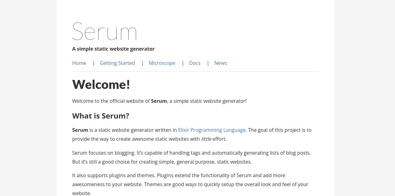 Screenshot of the Serum website