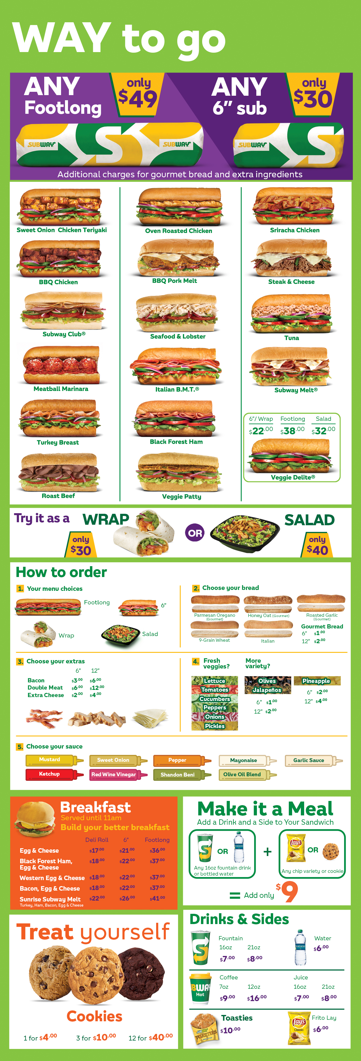 Subway Menu With Prices And Specials