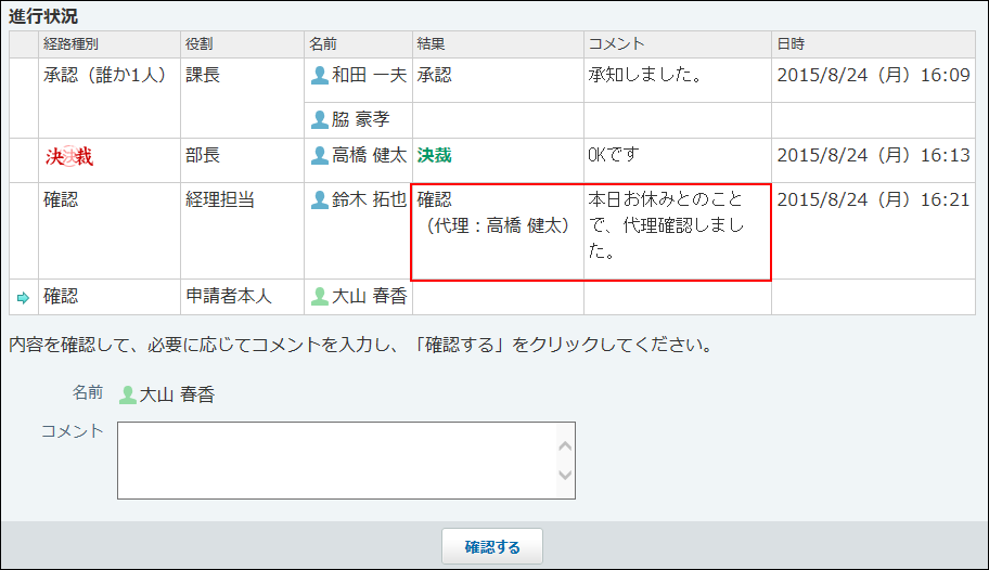 代理確認している画像