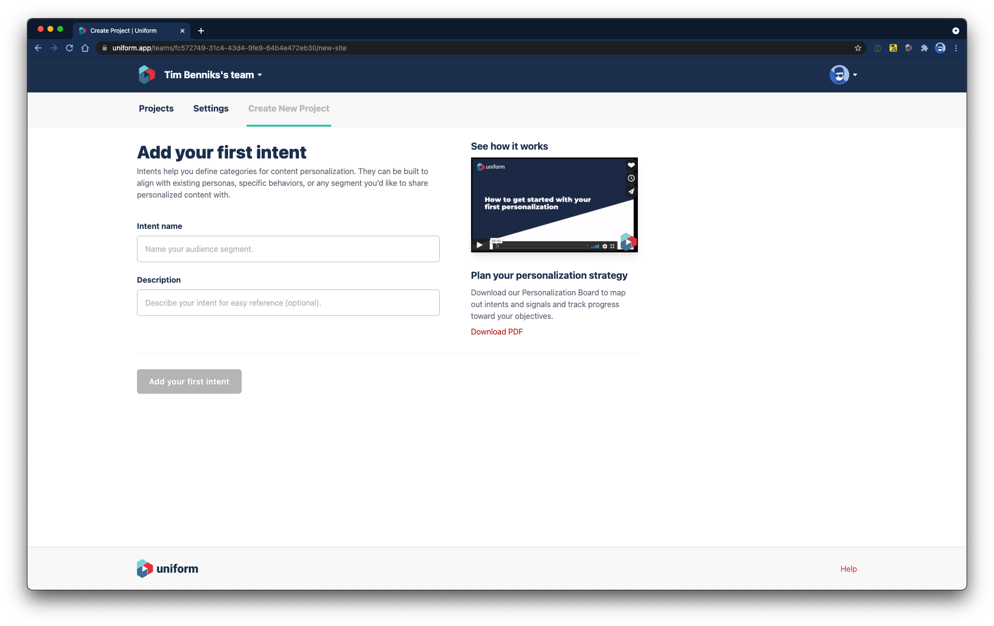 Add your first intent