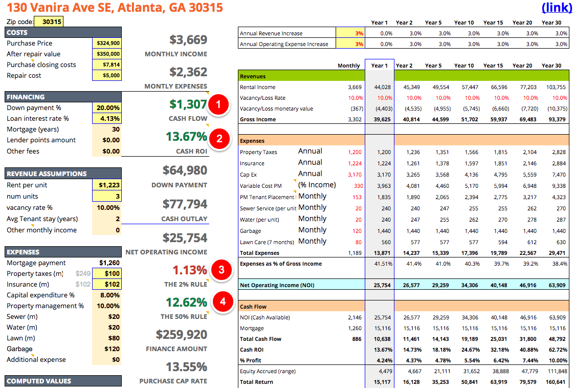 excel template for rental property