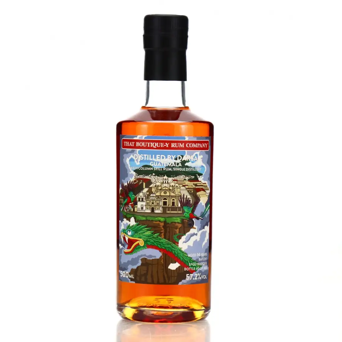 Image of the front of the bottle of the rum Distilled by Darsa SFGD
