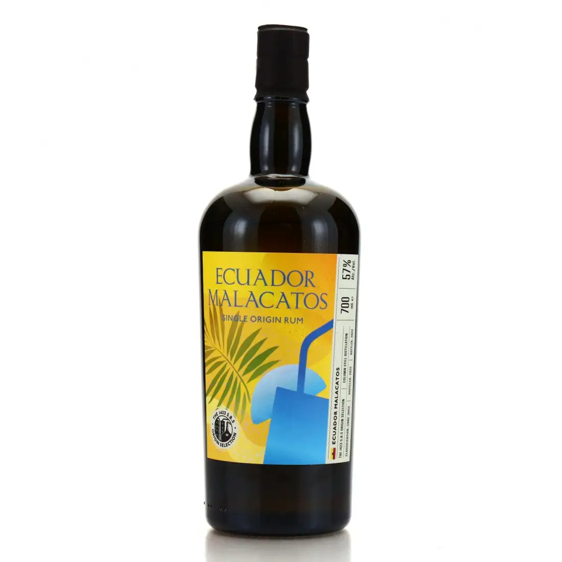Image of the front of the bottle of the rum S.B.S Ecuador Malacatos