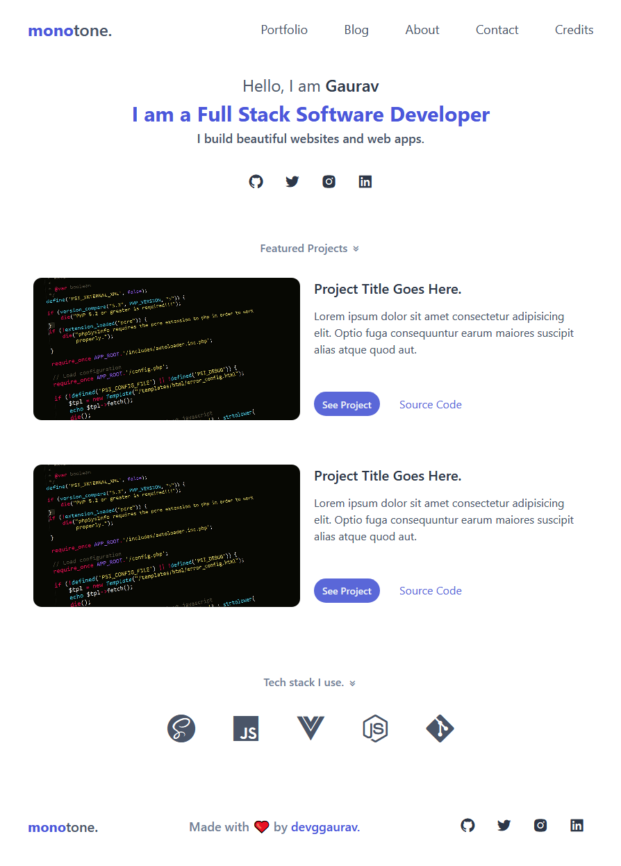 Screenshot of a page created with 
