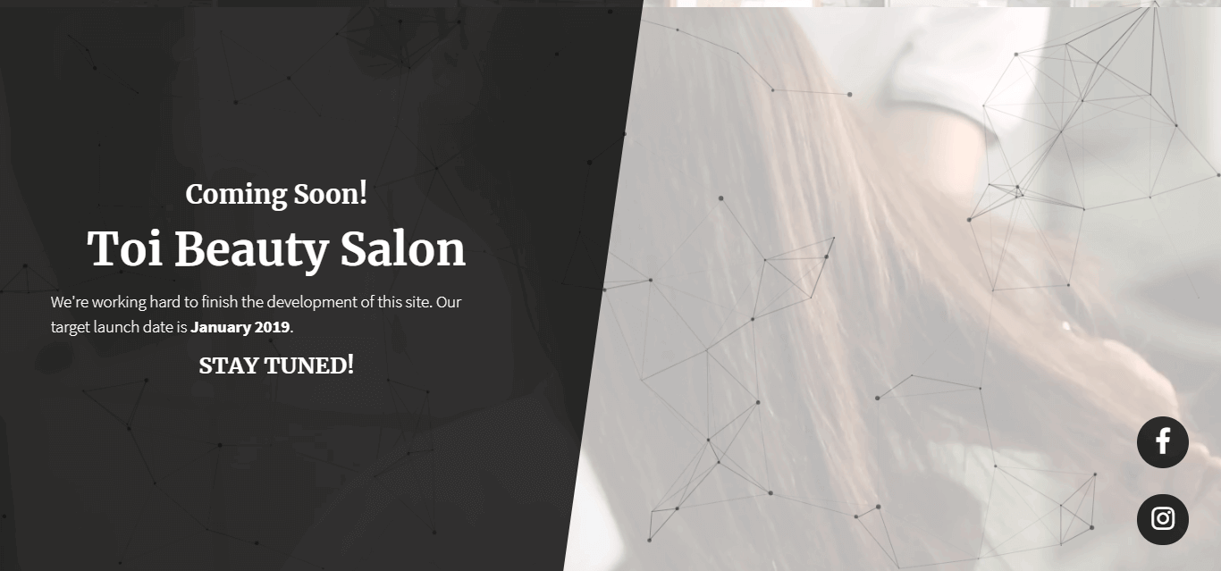 Toi Beauty Salon Coming Soon Landing Page