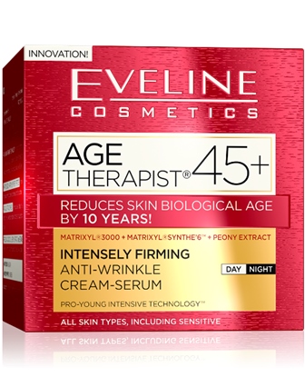 EVELINE AGE THERAPIST® 45+ intenzív feszesítő és ránctalanító nappali/éjszakai krém-szérum 50ml