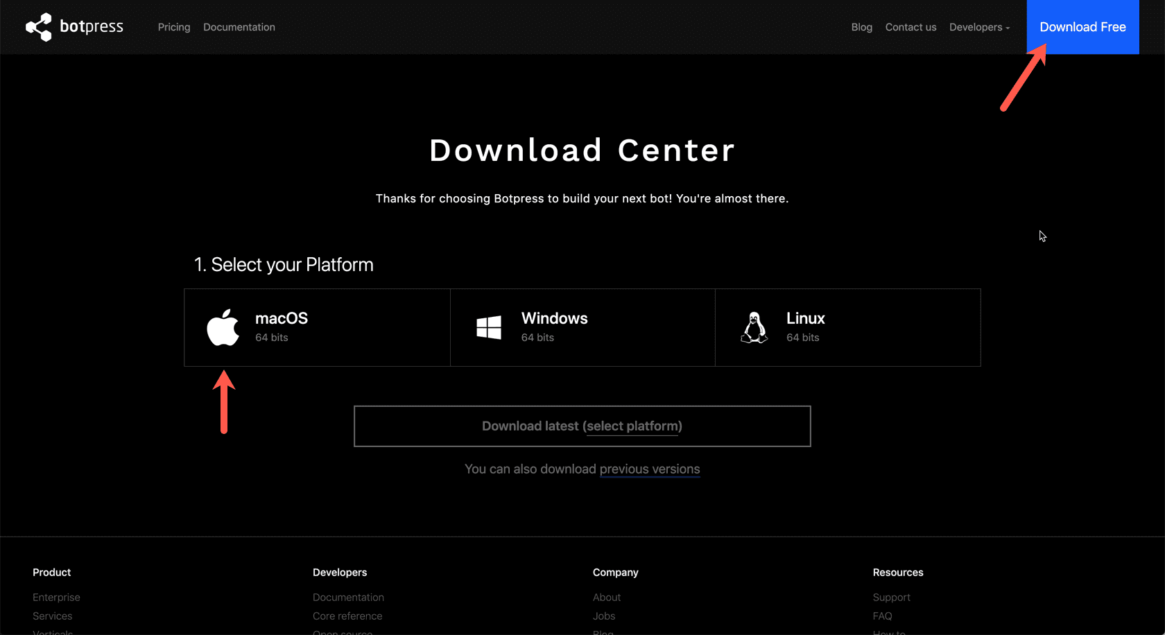 Download the Botpress development tool from the Botpress website