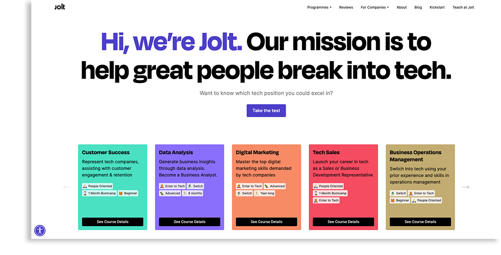 Screenshot: Jolt homepage