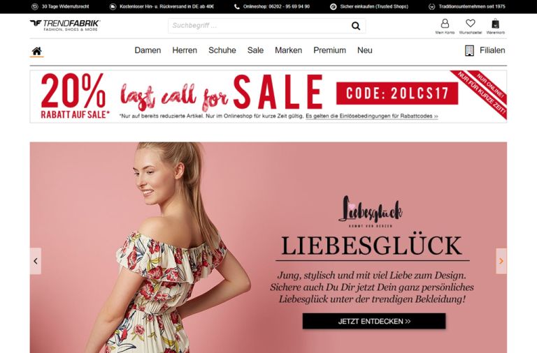 Shopware Shop Referenz: Trendfabrik